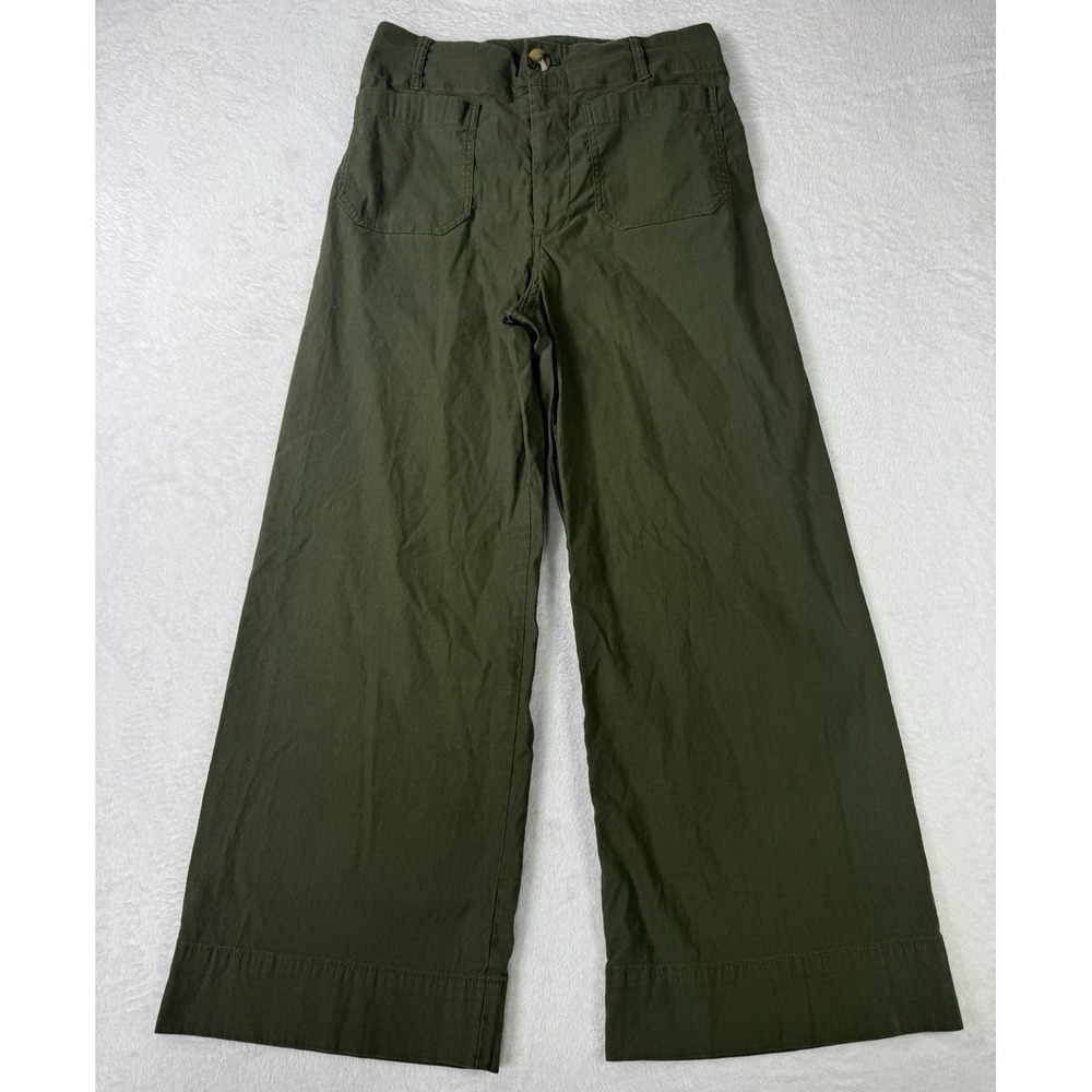 Anthropologie Maeve The Colette Wide Leg Crop Pants Womens 29 Olive Green Mauve